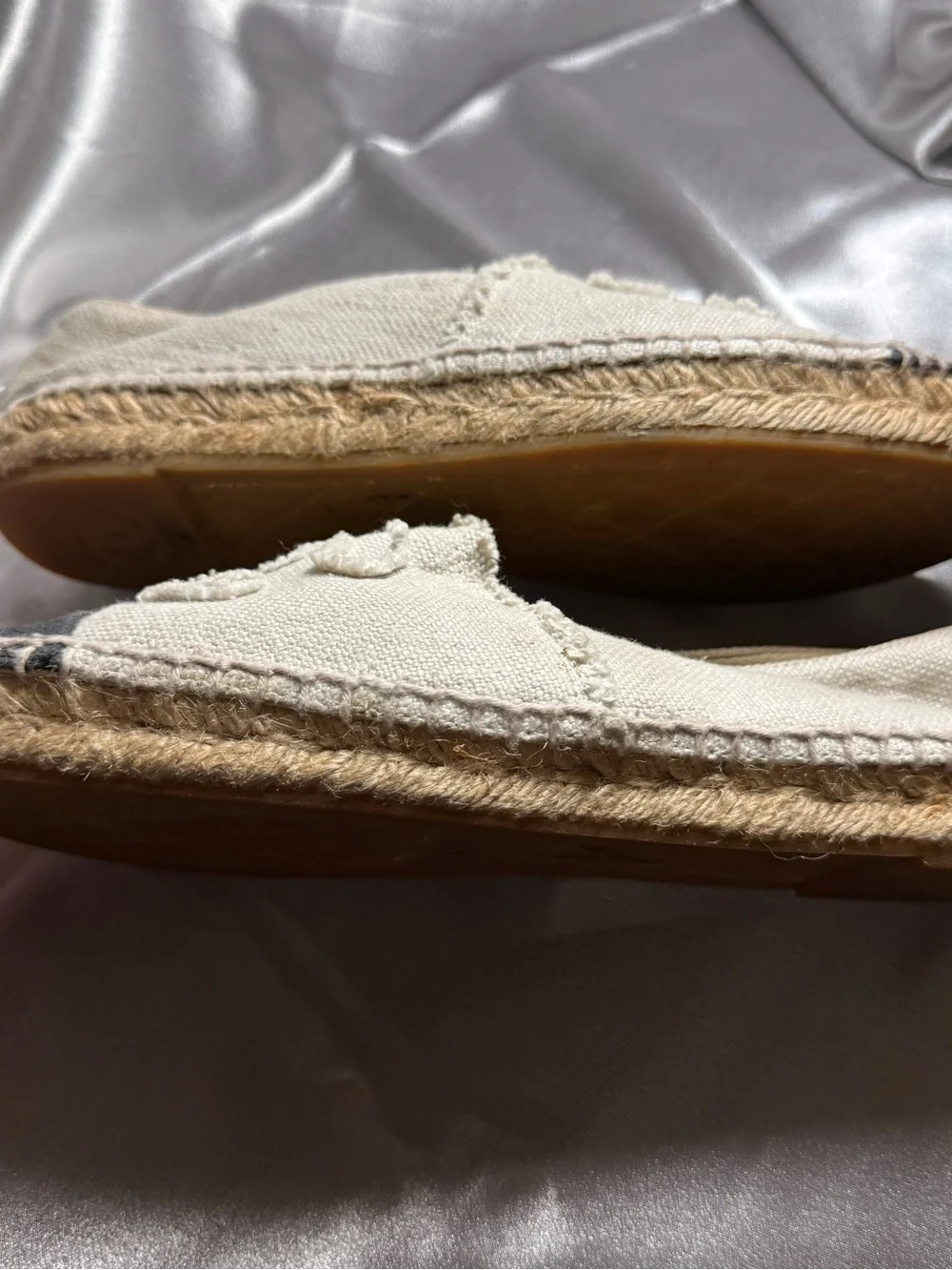 CHANEL Interlocking CC Logo Canvas Espadrilles Women's Size 39 US 8 Quiet Luxury